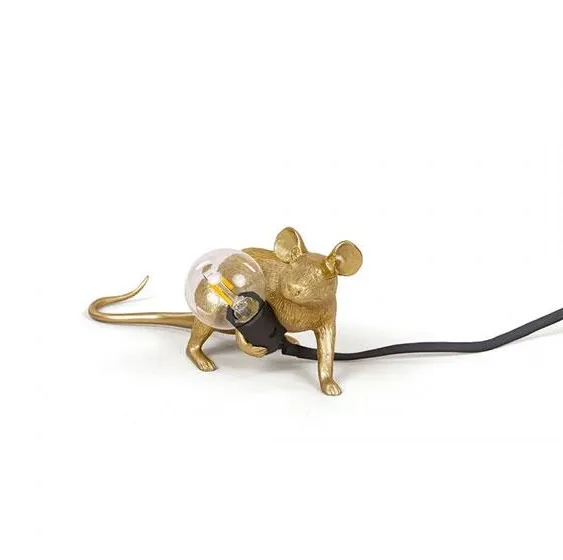 Seletti Mouse Lop Lying Down Tischlampe Gold