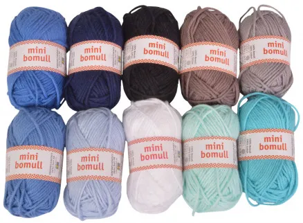 Järbo Minibomull Garnpaket 09 Blaue und Graue Nuancen 10g - 10 Stk - Järbo Minibomull Garnpaket 09 Blaue und Graue Nuancen