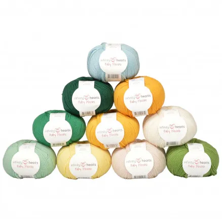 Infinity Hearts Baby Merino Garnpakke 14 Grüne und Gelbe Nuancen - 10 Stk - Infinity Hearts Baby Merino Garnpakke 14 Grüne und Gelbe Nuancen