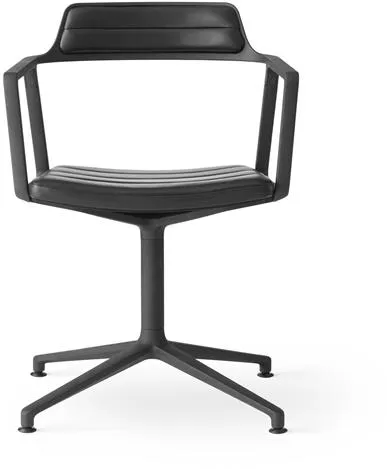 Vipp 452 Drehstuhl Schwarzes Leder