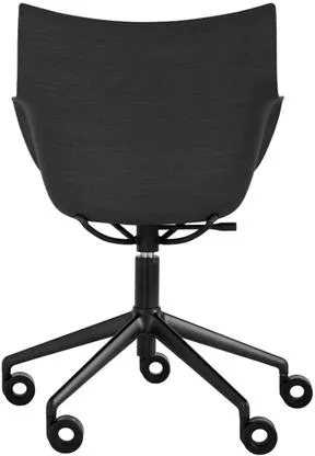 Kartell Q/Wood Bürostuhl Schwarz/Schwarzes Holz mit schwarzer Polsterung