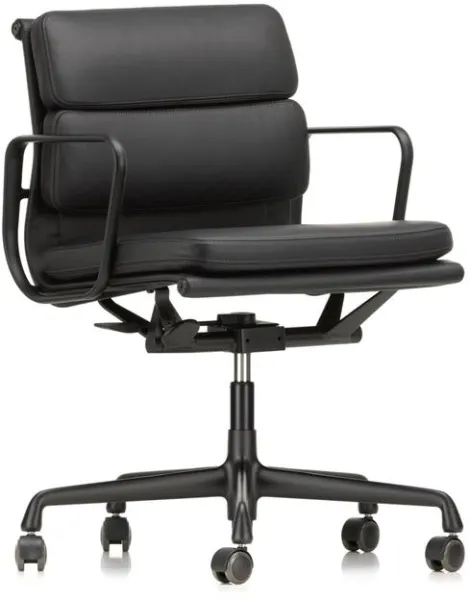 Vitra Soft Pad EA 217 Bürostuhl mit Drehfunktion und Armlehnen Nero