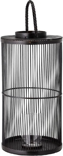 BLOOMINGVILLE Effie Laterne m/Glas, Schwarz, Bambus
