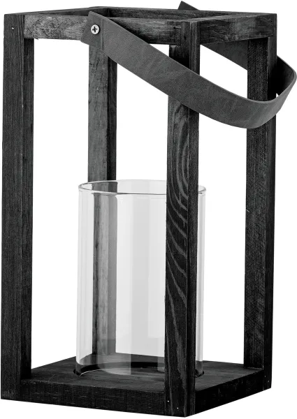 BLOOMINGVILLE Lyra Laterne mit Glas, Schwarz, Kiefer