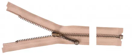 YKK Teilbarer Reißverschluss Antik Messing 50cm 4mm Beige