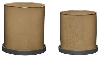 Hübsch Era Blumentopf Beige Set aus 2