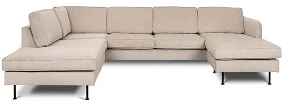 Læsø Sofa mit Chaiselong und Open-End - 288 x 210 cm - beige Samt