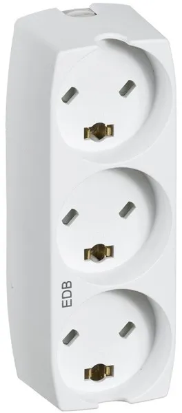 LK Steckdosenleiste mit 3 rechteckigen EDB-Steckern, 2-polig mit Erdung, weiß